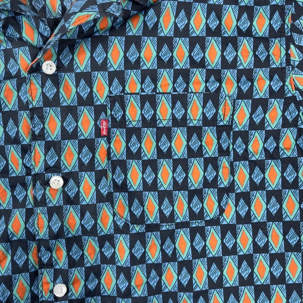 Levis Button Down Shirt Mens Large Multicolor Geometric Diamond Relaxed Fit